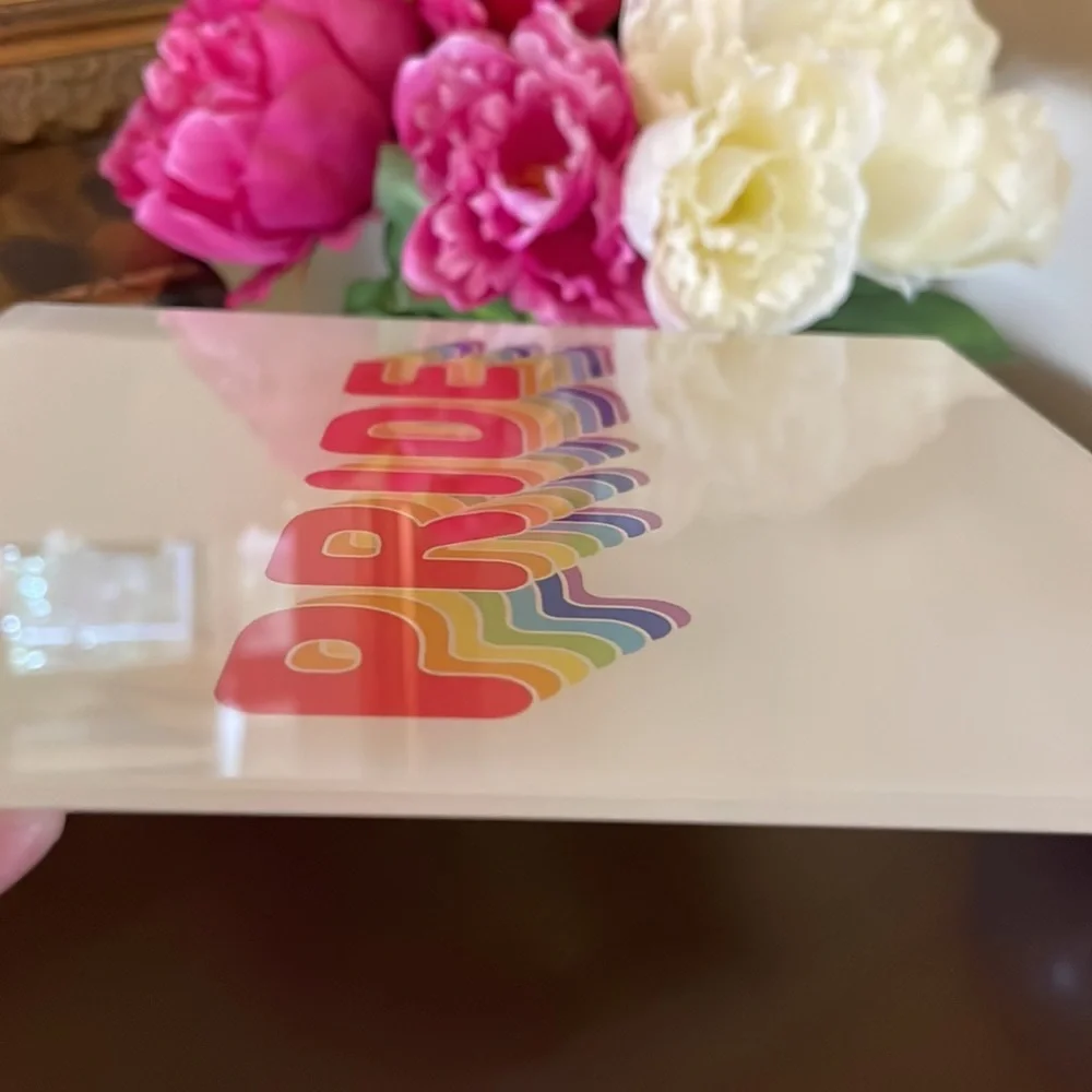 Pride Tempered Glass Tile Wall Hanging NWT